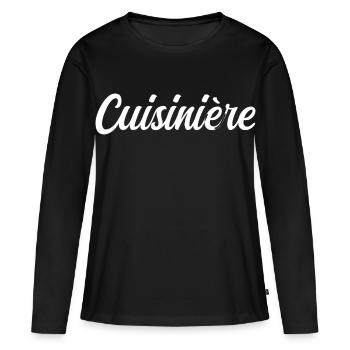Cuisinière - T-shirt manches longues Premium bio Femme - noir - Devant - Julia (174cm)