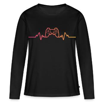 Gamer Sunset Heartbeat Gaming - Women's Premium Organic Long Sleeve Shirt - black - Front - Julia (174cm)