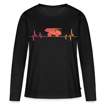 Sunset Dumper Herzschlag-LKW - Frauen Premium Bio Langarmshirt - Schwarz - Vorne - Julia (174cm)