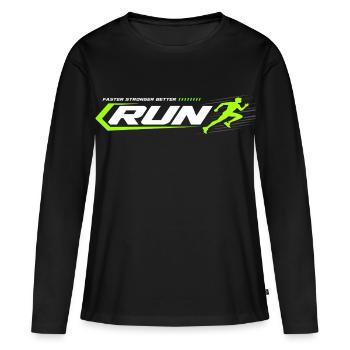 Neon Run Logo Sprint Look - T-shirt manches longues Premium bio Femme - noir - Devant - Julia (174cm)
