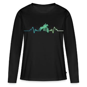 équitation dressage battement de coeur jumping  - T-shirt manches longues Premium bio Femme - noir - Devant - Julia (174cm)