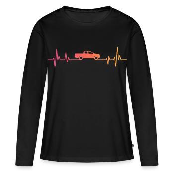 Sunset Pickup Heartbeat Auto Pickup - Frauen Premium Bio Langarmshirt - Schwarz - Vorne - Julia (174cm)