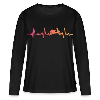 Moped Sunset Heartbeat Mofa Scooter - Frauen Premium Bio Langarmshirt - Schwarz - Vorne - Julia (174cm)