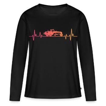 Niveleuse Sunset véhicule de construction - T-shirt manches longues Premium bio Femme - noir - Devant - Julia (174cm)