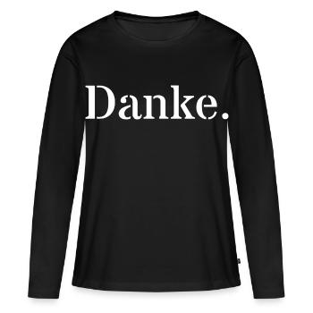 Merci - T-shirt manches longues Premium bio Femme - noir - Devant - Julia (174cm)
