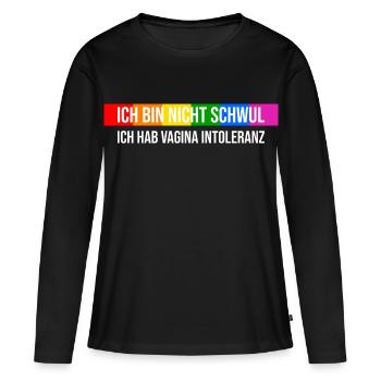 Pas gay mais intolérant au vagin - T-shirt manches longues Premium bio Femme - noir - Devant - Julia (174cm)