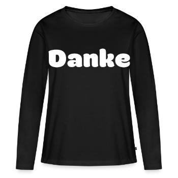 Merci - T-shirt manches longues Premium bio Femme - noir - Devant - Julia (174cm)