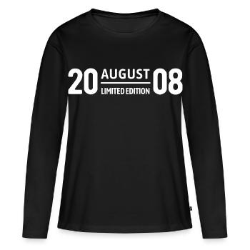 Édition limitée cadeau d’anniversaire d’août 2008 - T-shirt manches longues Premium bio Femme - noir - Devant - Julia (174cm)