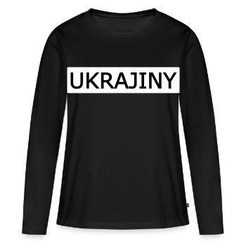 UKRAJINY Bold Typografie Shirt - Frauen Premium Bio Langarmshirt - Schwarz - Vorne - Julia (174cm)