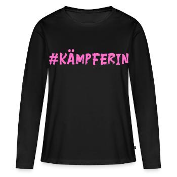 Kämpferin - Mut machen - Frauen Premium Bio Langarmshirt - Schwarz - Vorne - Julia (174cm)