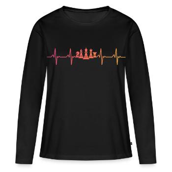 Chess Sunset Heartbeat Schachspiele - Frauen Premium Bio Langarmshirt - Schwarz - Vorne - Julia (174cm)