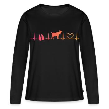 Chèvre Sunset Chèvre Chèvre Élevage - T-shirt manches longues Premium bio Femme - noir - Devant - Julia (174cm)