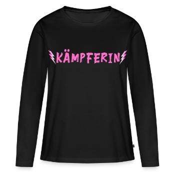 Fighter - rose fluo - vous pouvez le faire ! - T-shirt manches longues Premium bio Femme - noir - Devant - Julia (174cm)
