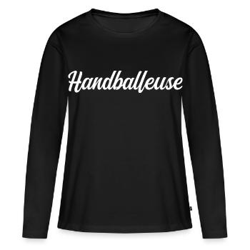 Handballspieler - Frauen Premium Bio Langarmshirt - Schwarz - Vorne - Julia (174cm)