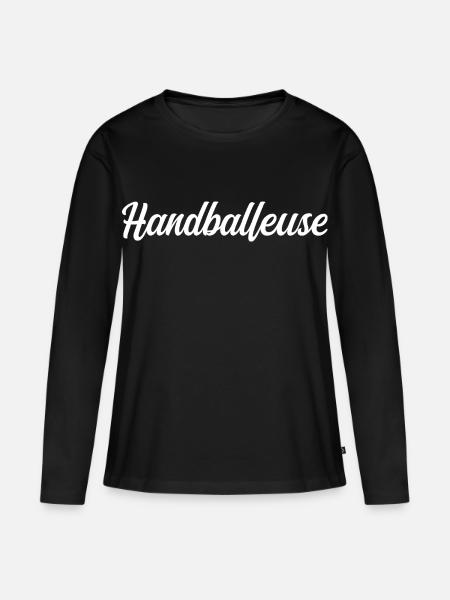 Handballspieler - Frauen Premium Bio Langarmshirt - Schwarz