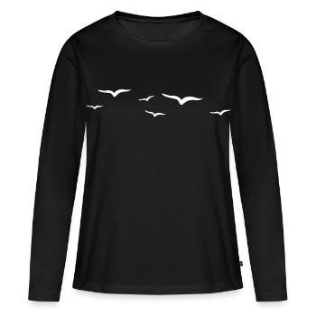 Illustration abstraite d’oiseau volant - T-shirt manches longues Premium bio Femme - noir - Devant - Julia (174cm)