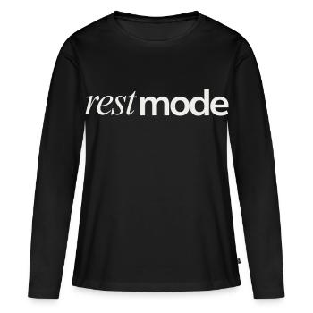 Rest Mode Mood - Frauen Premium Bio Langarmshirt - Schwarz - Vorne - Julia (174cm)