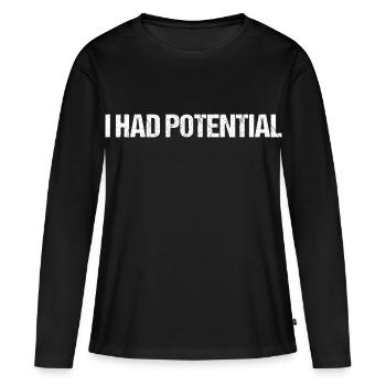 J’avais un potentiel sarcasme, ironie personnelle - T-shirt manches longues Premium bio Femme - noir - Devant - Julia (174cm)