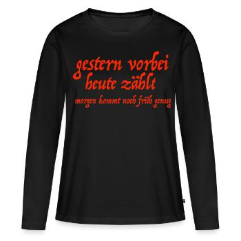 gestern vorbei - Frauen Premium Bio Langarmshirt - Schwarz - Vorne - Julia (174cm)