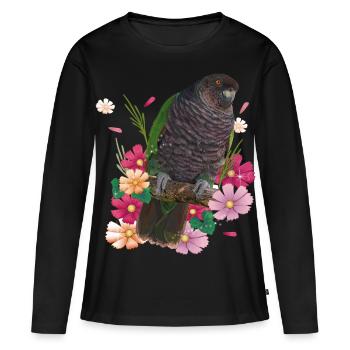 Le perroquet impérial - T-shirt manches longues Premium bio Femme - noir - Devant - Julia (174cm)