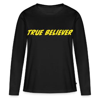 Vrai Croyant - T-shirt manches longues Premium bio Femme - noir - Devant - Julia (174cm)