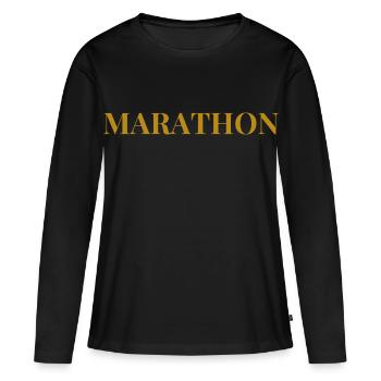 marathon - T-shirt manches longues Premium bio Femme - noir - Devant - Julia (174cm)