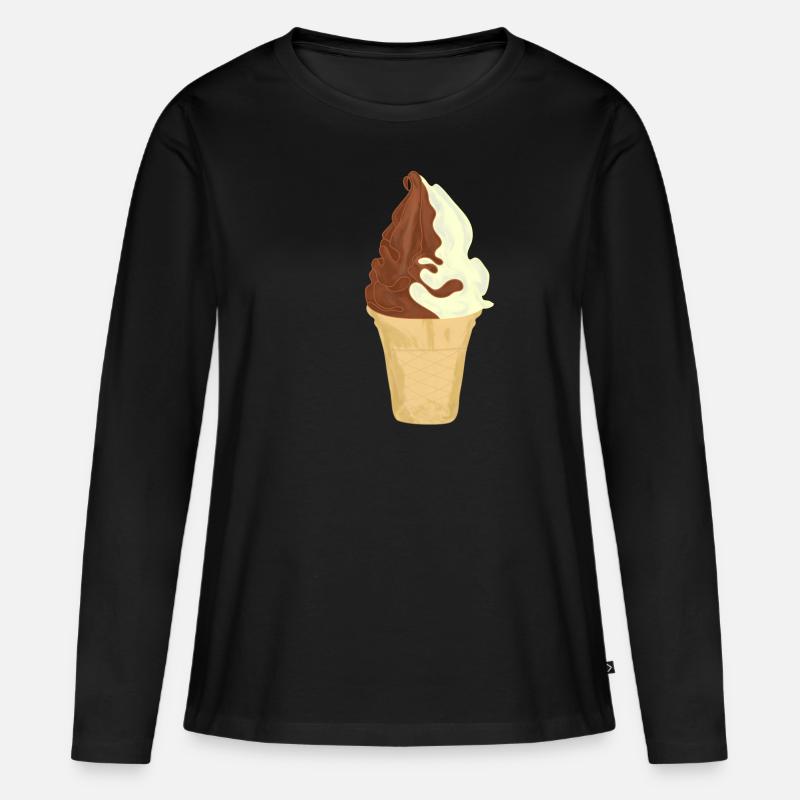 Softeis Eis für die schlanke Lienie - Frauen Premium Bio Langarmshirt - Schwarz