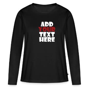 Ajoutez votre texte ici | blanc - T-shirt manches longues Premium bio Femme - noir - Devant - Julia (174cm)
