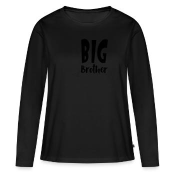 Grand frère - T-shirt manches longues Premium bio Femme - noir - Devant - Julia (174cm)