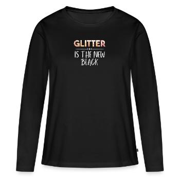 Cadeau de paillettes - T-shirt manches longues Premium bio Femme - noir - Devant - Julia (174cm)