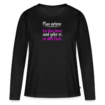 Wein Koch Geschenkidee - Frauen Premium Bio Langarmshirt - Schwarz - Vorne - Julia (174cm)