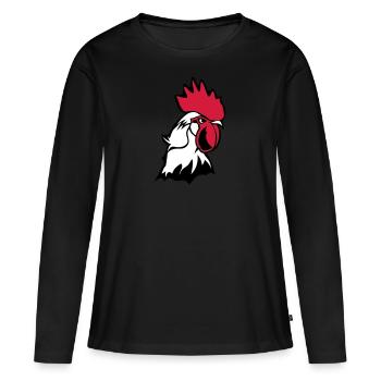 tete coq poulet bascour roi - T-shirt manches longues Premium bio Femme - noir - Devant - Julia (174cm)