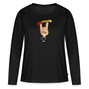 Fourche à copeaux - T-shirt manches longues Premium bio Femme - noir - Devant - Julia (174cm)