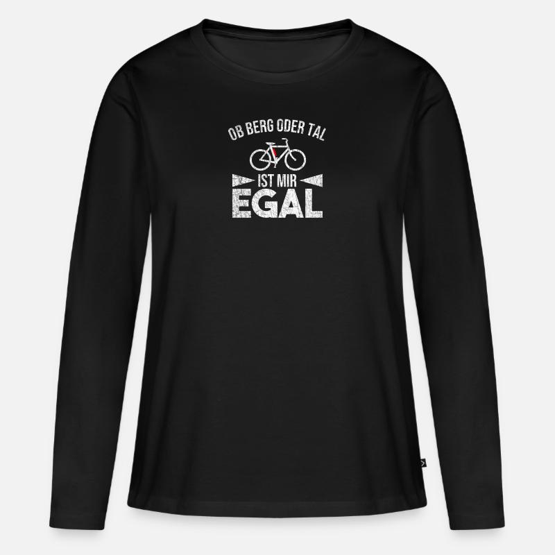 e-Bike Berg oder Tal - Frauen Premium Bio Langarmshirt - Schwarz