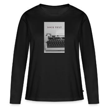 Votre texte - T-shirt manches longues Premium bio Femme - noir - Devant - Julia (174cm)