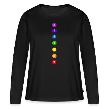 Chakras - lueur - T-shirt manches longues Premium bio Femme - noir - Devant - Julia (174cm)