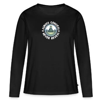 Dissimulation maçonnique - T-shirt manches longues Premium bio Femme - noir - Devant - Julia (174cm)