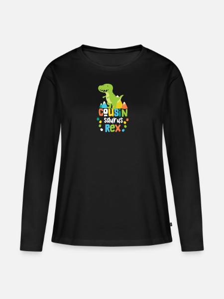 Primo Primo Saurus Rex Cousinsaurus - Premium økologisk langærmet T-shirt til kvinder - sort
