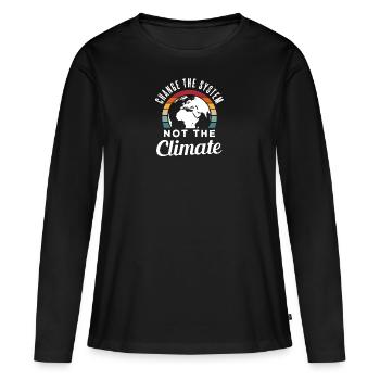 Environmental protection climate protection gift - Women's Premium Organic Long Sleeve Shirt - black - Front - Julia (174cm)
