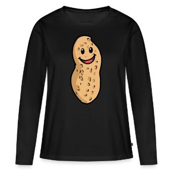 Fröhliche Erdnuss Erdnüsse Nuss Nüsse Emotion - Frauen Premium Bio Langarmshirt - Schwarz - Vorne - Julia (174cm)