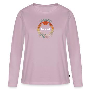 Drôle de chat - T-shirt manches longues Premium bio Femme - rose poudré - Devant - Julia (174cm)