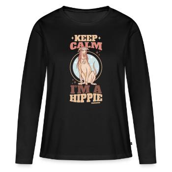 rester détendu Je suis un hippie - T-shirt manches longues Premium bio Femme - noir - Devant - Julia (174cm)