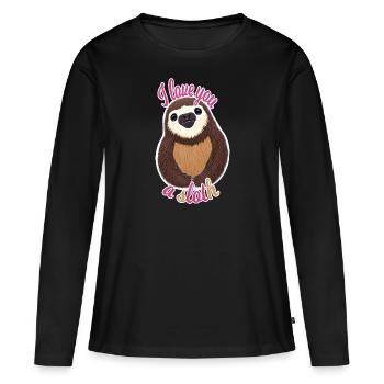 Déclaration d’amour paresseuse - T-shirt manches longues Premium bio Femme - noir - Devant - Julia (174cm)