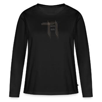 Dackelspruch, Dackelmotiv, Dackel Art Deco - Frauen Premium Bio Langarmshirt - Schwarz - Vorne - Julia (174cm)