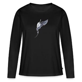 Queue Oiseau tropical - T-shirt manches longues Premium bio Femme - noir - Devant - Julia (174cm)