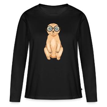 Suricate - T-shirt manches longues Premium bio Femme - noir - Devant - Julia (174cm)