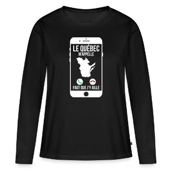 Le Québec m'appelle - Faut que j'y aille - T-shirt manches longues Premium bio Femme - noir - Devant - Julia (174cm)