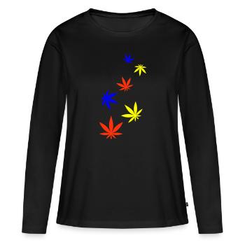 Hanf Blatt Icon - Frauen Premium Bio Langarmshirt - Schwarz - Vorne - Julia (174cm)