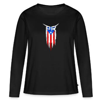 Drapeau PR - Porto Rico Drapeau - Boricua - T-shirt manches longues Premium bio Femme - noir - Devant - Julia (174cm)