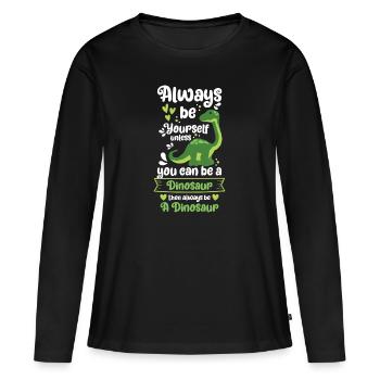 Urzeit Stegosaurus Rex Raptor - Frauen Premium Bio Langarmshirt - Schwarz - Vorne - Julia (174cm)